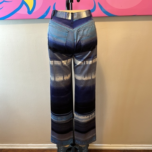 Moschino Jeans Stretch Satin Blue White Pants The Nanny - Picture 6 of 11